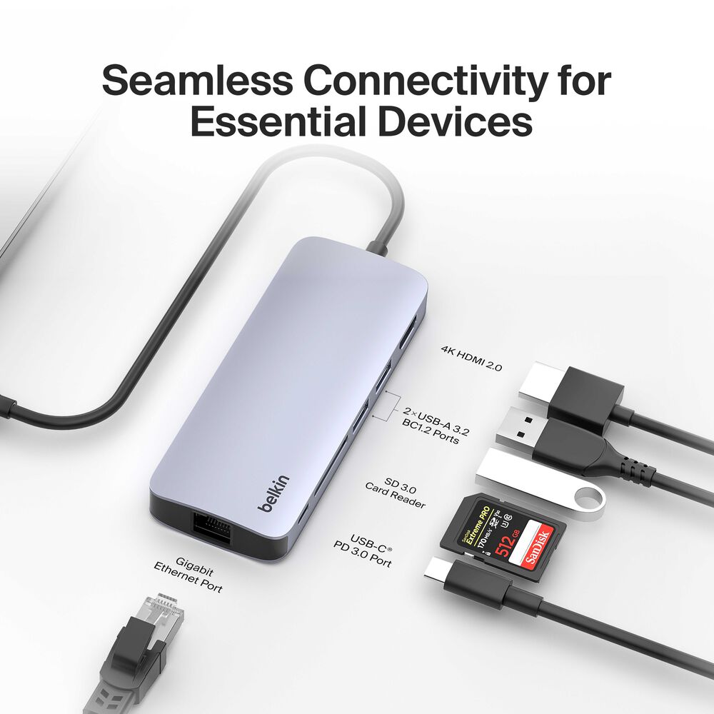 Belkin USB-C 6-in-1 Multiport Hub - Space Gray, 4K@60Hz - Image 6