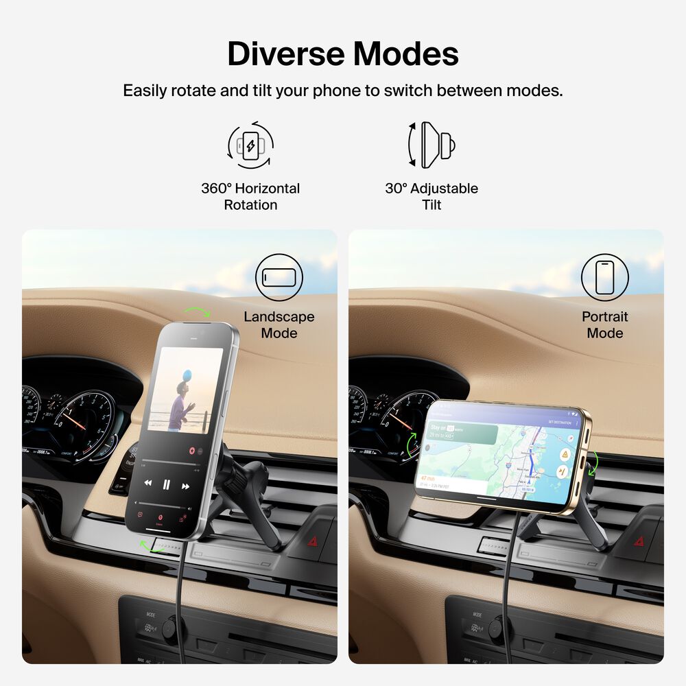 Belkin Magnetic Wireless Charging Car Vent Mount - Power Supply Included - Image 5