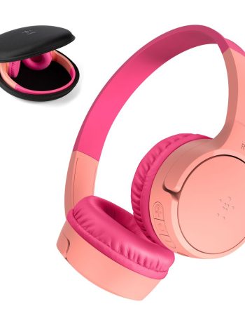 Belkin Wireless On-Ear Headphones for Kids - Pink, USB-C with Carrying Case