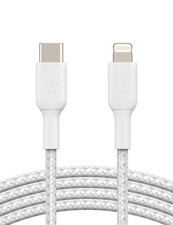 Belkin Braided USB-C to Lightning Cable (1m / 3.3ft, White) - 3.3 ft
