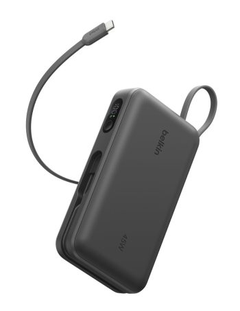 Belkin Power Bank 20K with Integrated Cable and Display - Black, 20K, 14in cable