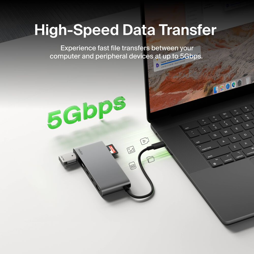 Belkin 7-Port USB-C Hub with Dual USB-C Ports - Space Gray - Image 6