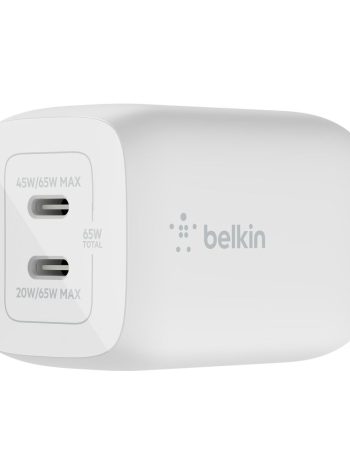 Belkin Dual USB-C GaN Wall Charger with PPS 65W - White, dq variant