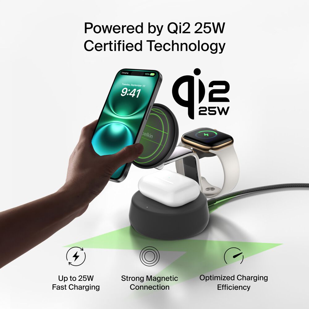 Belkin 3-in-1 Magnetic Charging Dock with Qi2 25W - Image 5