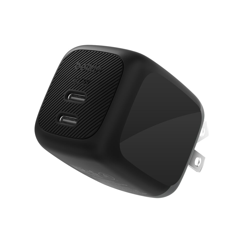 Belkin Dual USB-C GaN Wall Charger 67W - Black, 67W Standalone