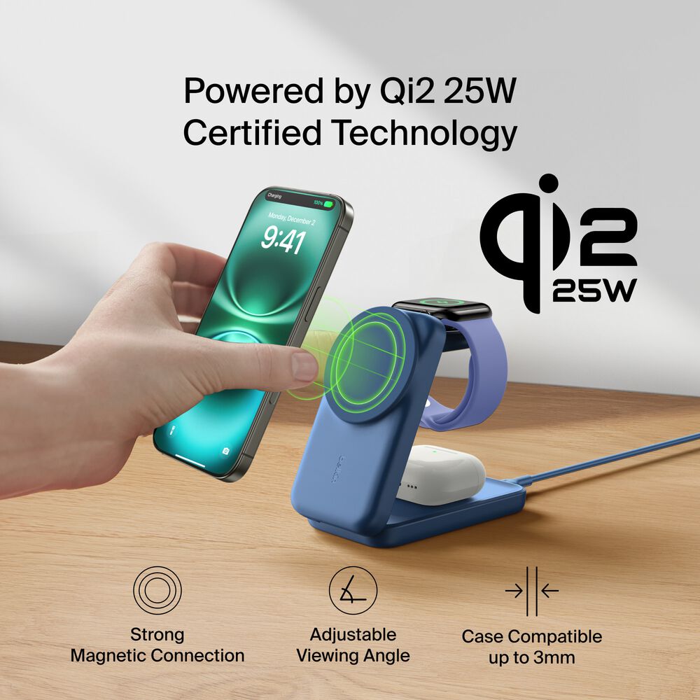 Belkin 3-in-1 Foldable Magnetic Charger with Qi2 25W - Image 7