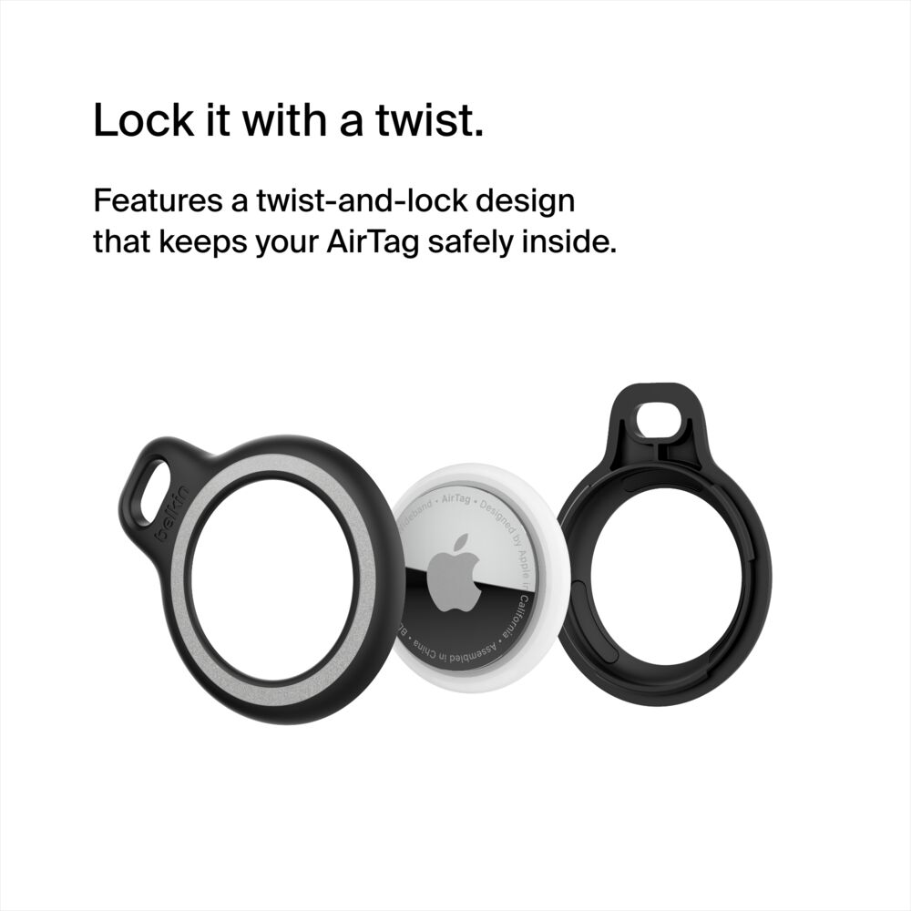 Belkin Reflective Secure Holder with Key Ring for Apple AirTag - Black - Image 3