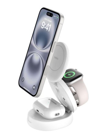Belkin 3-in-1 Convertible Magnetic Charging Stand with Qi2 15W - White