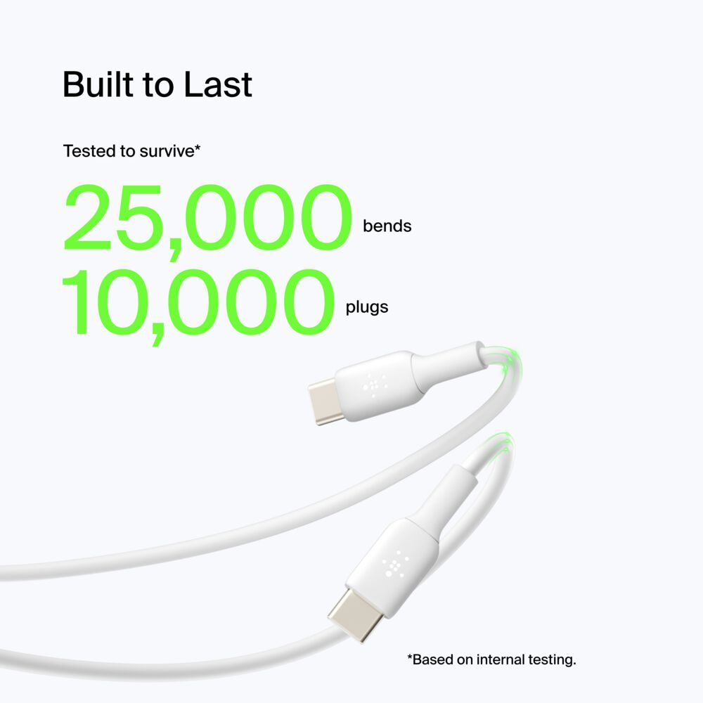 Belkin USB-C to USB-A Cable (1m / 3.3ft, White) - 3.3 ft, 1 Pack - Image 5
