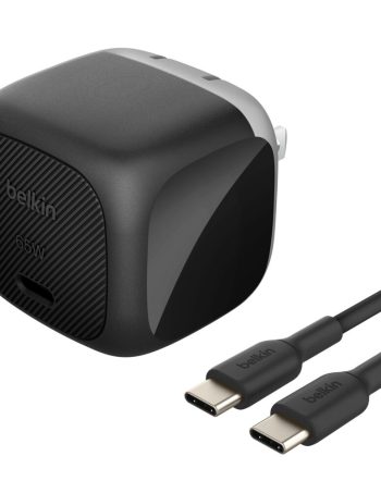 Belkin Compact USB-C Charger 65W + USB-C Cable - Black, 65W USB-C to USB-C cable