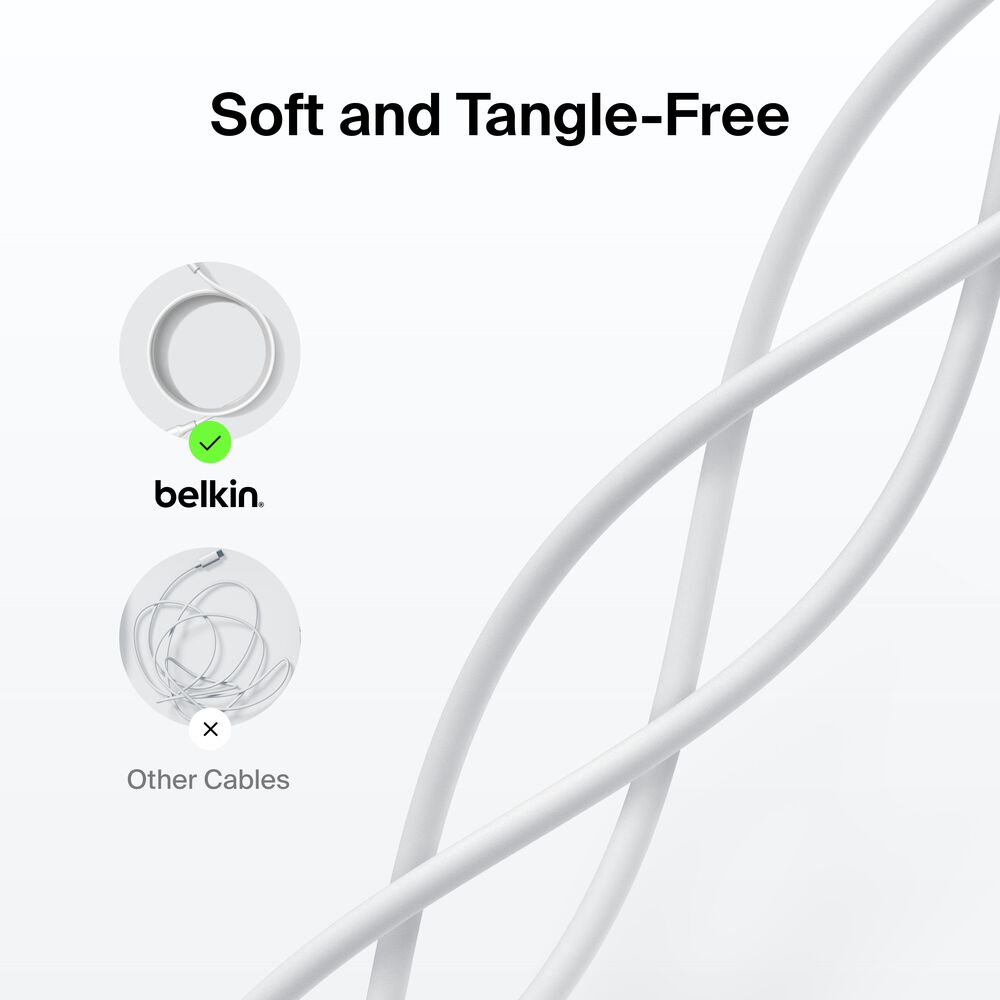 Belkin USB-A to USB-C Cable 15W, 3.3ft/1m, White - 3.3 ft, 1 Pack - Image 5