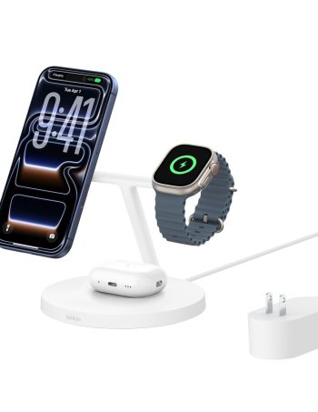 Belkin 3-in-1 Wireless Charging Stand with Qi2 15W - White
