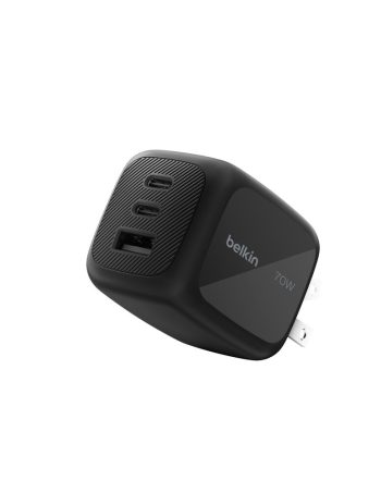 Belkin 3-Port GaN Wall Charger 70W - Black, Standalone