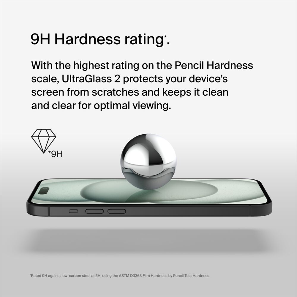 Belkin UltraGlass 2 Blue Light Filter Screen Protector for iPhone 16 Plus / iPhone 15 Plus / iPhone 14 Pro Max - Image 4