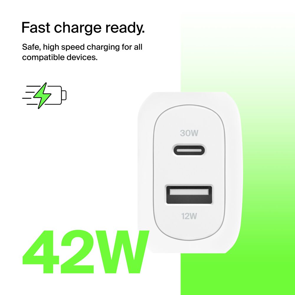 Belkin Dual Wall Charger 42W - USB-C to USB-C Cable, dq variant - Image 2
