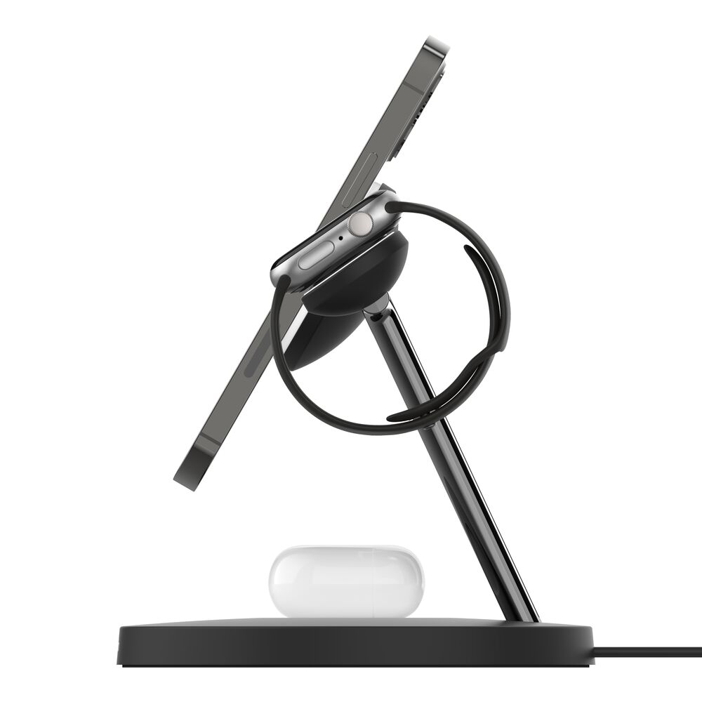 Belkin 3-in-1 Wireless Charger with MagSafe 15W (Certified Refurbished) - Black - Image 6