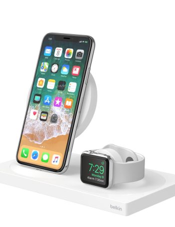 Belkin Wireless Charging Dock: Wireless Charging Pad + Apple Watch Dock (Certified Refurbished) - White