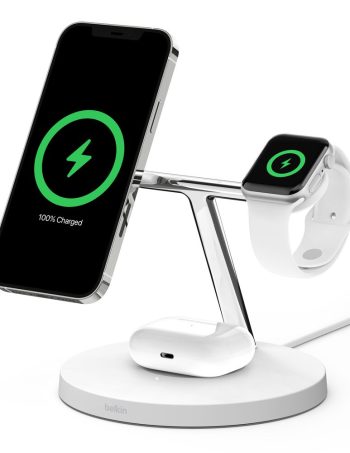 Belkin 3-in-1 Wireless Charger with MagSafe 15W (Certified Refurbished) - White