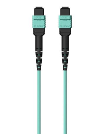 Belkin MTP to MTP MPO Fiber Optic Cable, 40GbE Aqua MTP/MTP, 50/125, OM3, Plenum - 1.0 meters