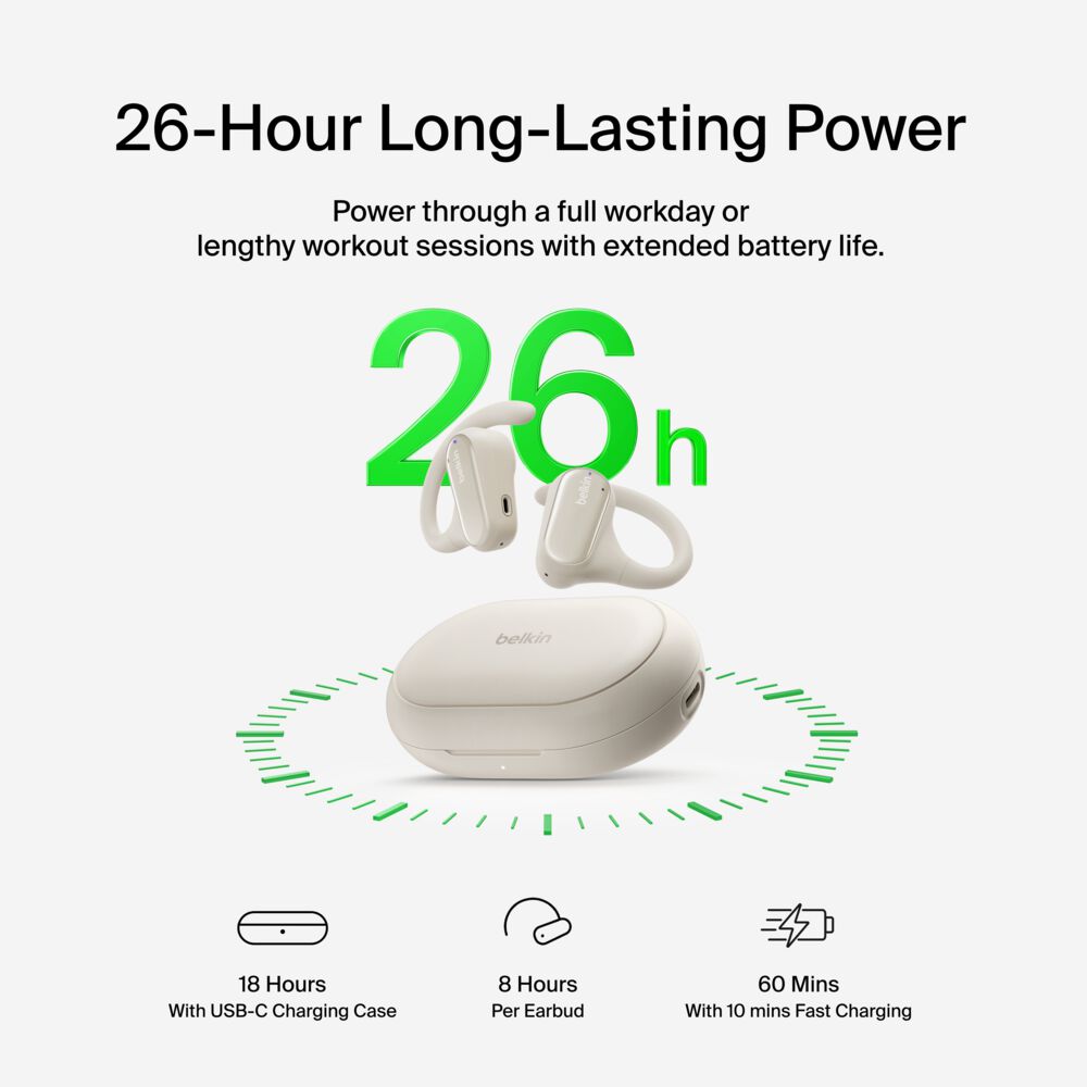 Belkin Open-Ear Wireless Earbuds - Sand - Image 6
