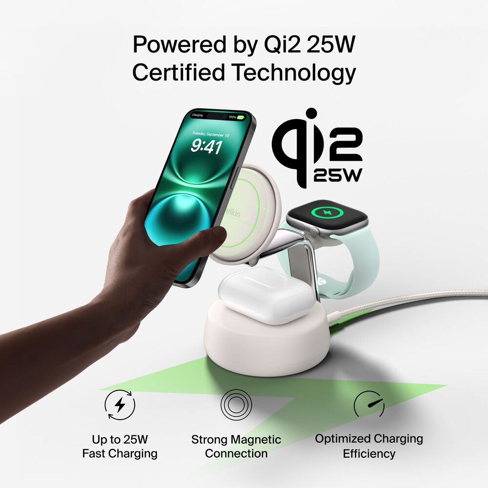 Belkin 3-in-1 Magnetic Charging Dock with Qi2 25W - Image 5