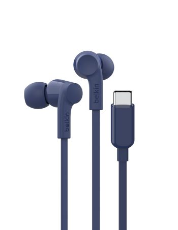 Belkin USB-C Wired Earbuds with Adjustable Volume Limiter - Blue