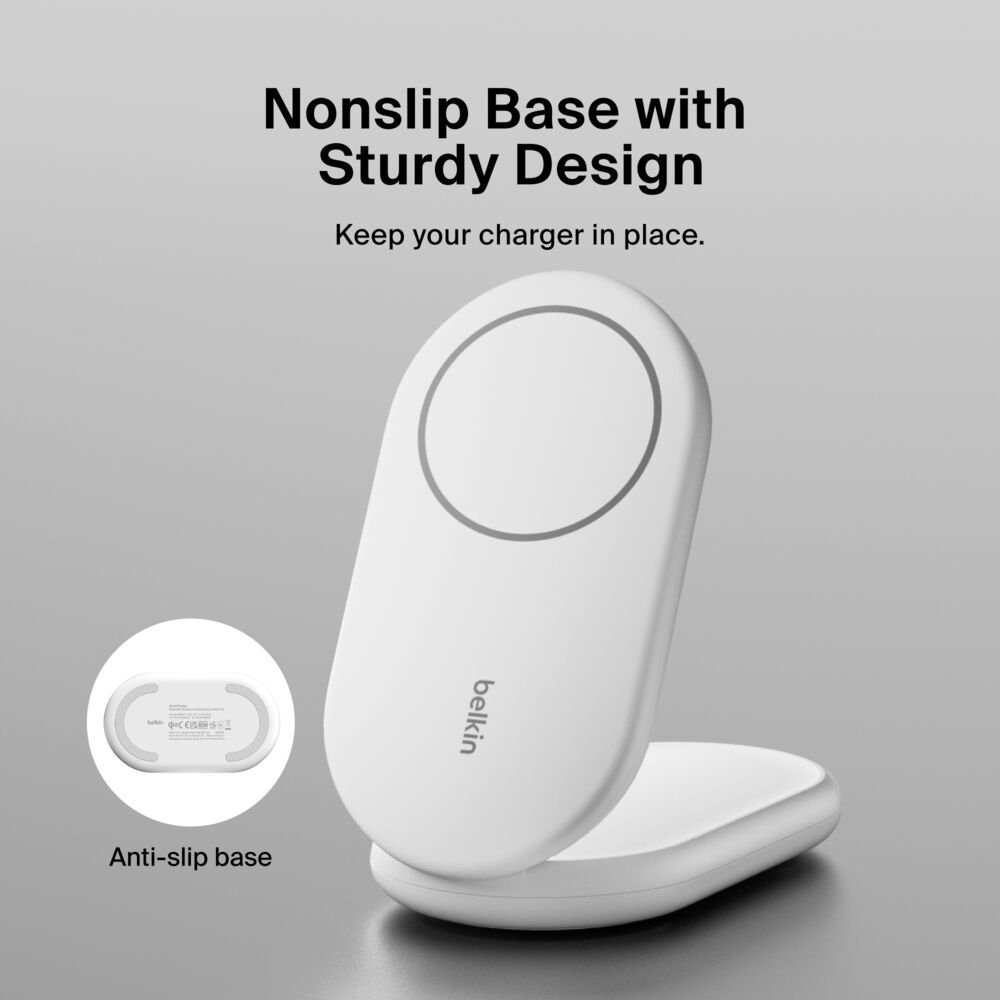 Belkin Magnetic Foldable Wireless Charger with Qi2 15W - White, Power Supply Included - Image 4