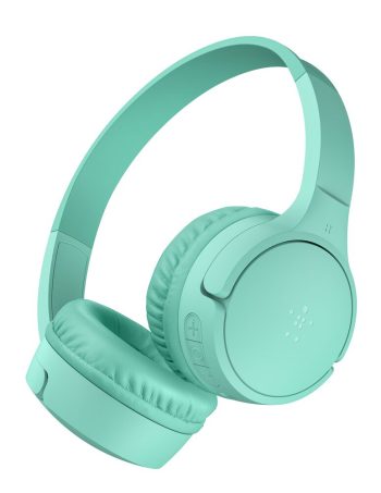 Belkin Wireless On-Ear Headphones for Kids - Mint, USB-C Cable