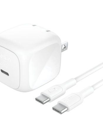 Belkin Compact USB-C Wall Charger 45W + USB-C Cable - White, 45W USB-C to USB-C cable