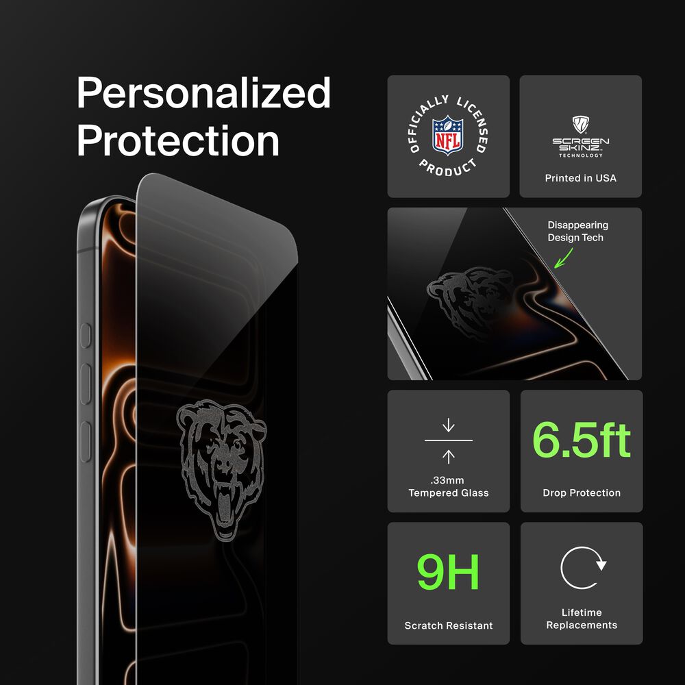 Belkin Chicago Bears Custom Glass Screen Protector - iPhone 17, Privacy - Image 2