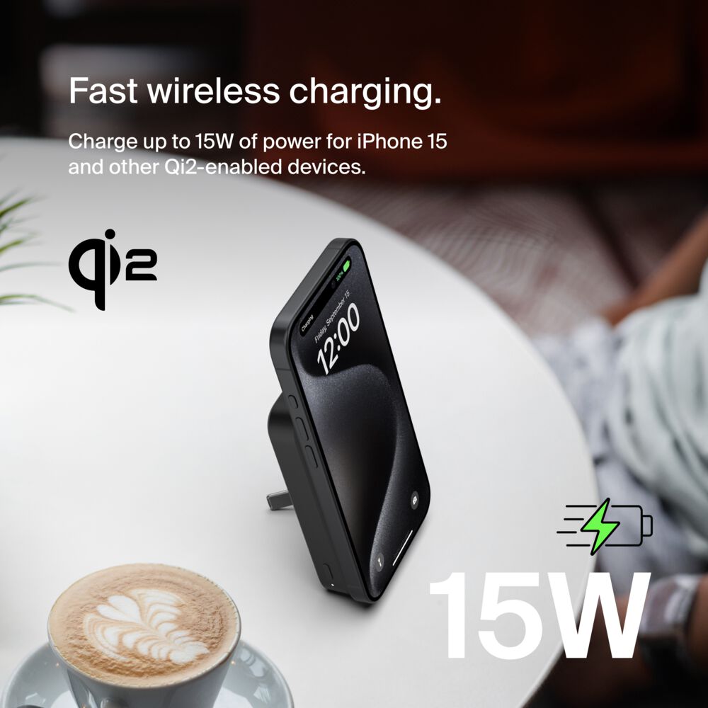 Belkin Magnetic Power Bank with Qi2 15W 8K - Black - Image 2