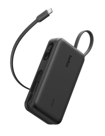 Belkin Power Bank 10K with Integrated Cable and Display - Black, 10K, 11.5in cable