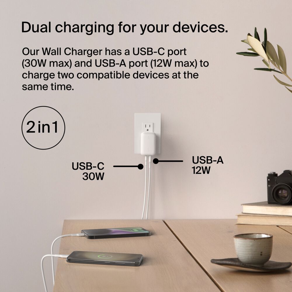 Belkin Dual Wall Charger 42W - USB-C to USB-C Cable, dq variant - Image 3