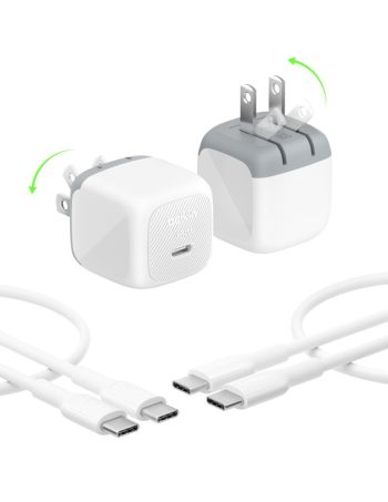 Belkin Compact USB-C Wall Charger 45W + USB-C Cable, 2-Pack - White/Gray, 45W USB-C to USB-C cable, 2-Pack