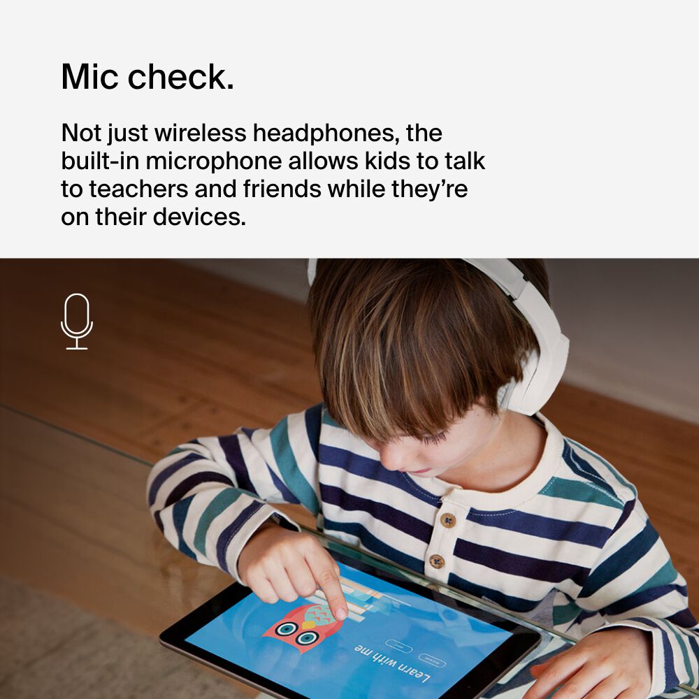Belkin Wireless On-Ear Headphones for Kids - White, USB-C Cable - Image 4