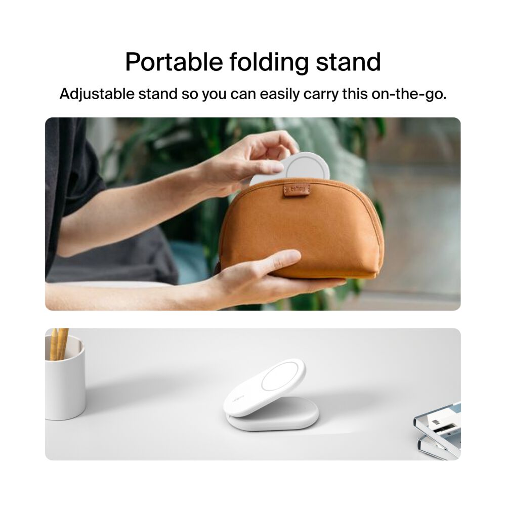 Belkin 2-in-1 Magnetic Foldable Wireless Charger with Qi2 15W - White, tt variant - Image 4