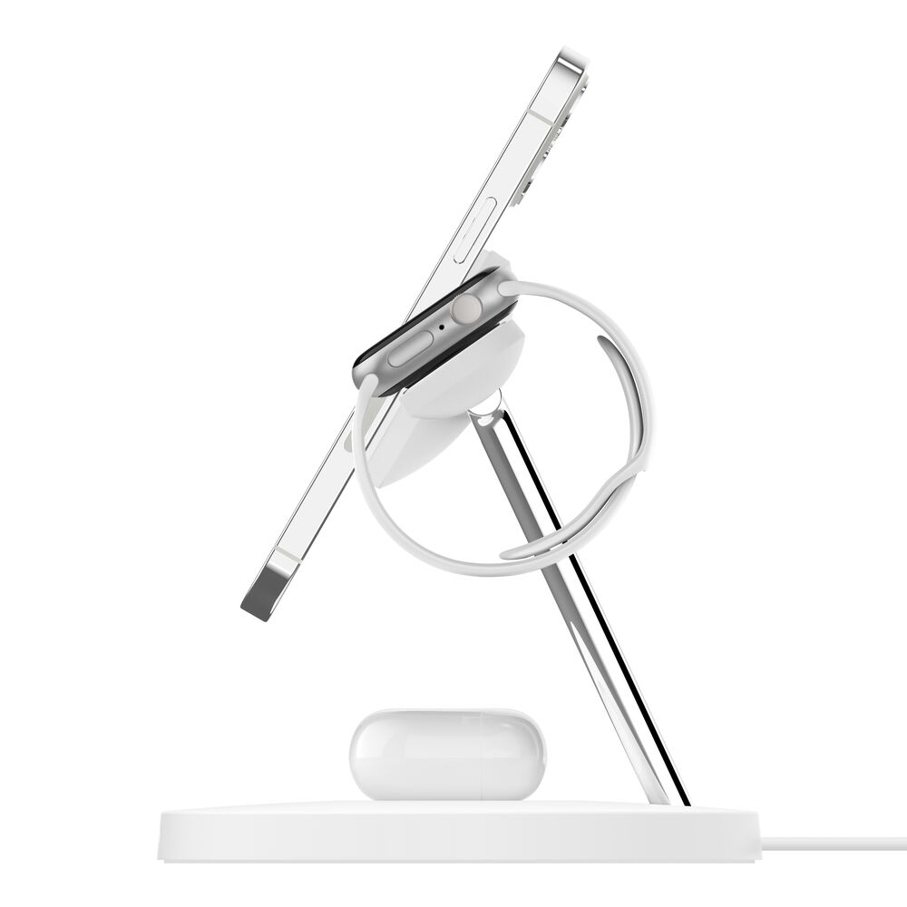 Belkin 3-in-1 Wireless Charger with Official MagSafe Charging 15W (Certified Refurbished) - White - Image 4