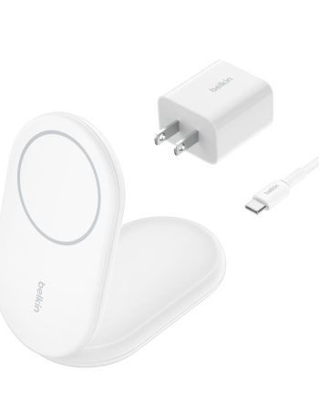 Belkin Magnetic Foldable Wireless Charger with Qi2 15W - White, Power Supply Included