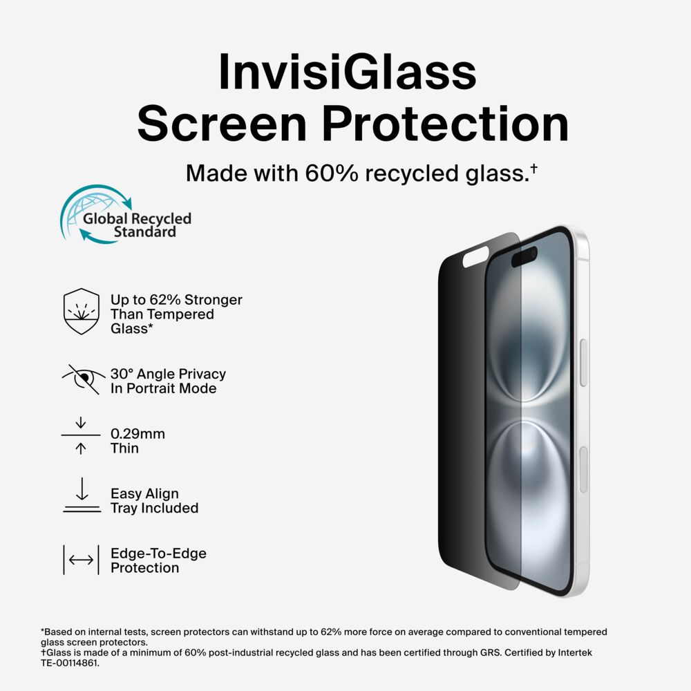 Belkin InvisiGlass Privacy Treated Screen Protector for iPhone 16/15/14 Pro - Image 3
