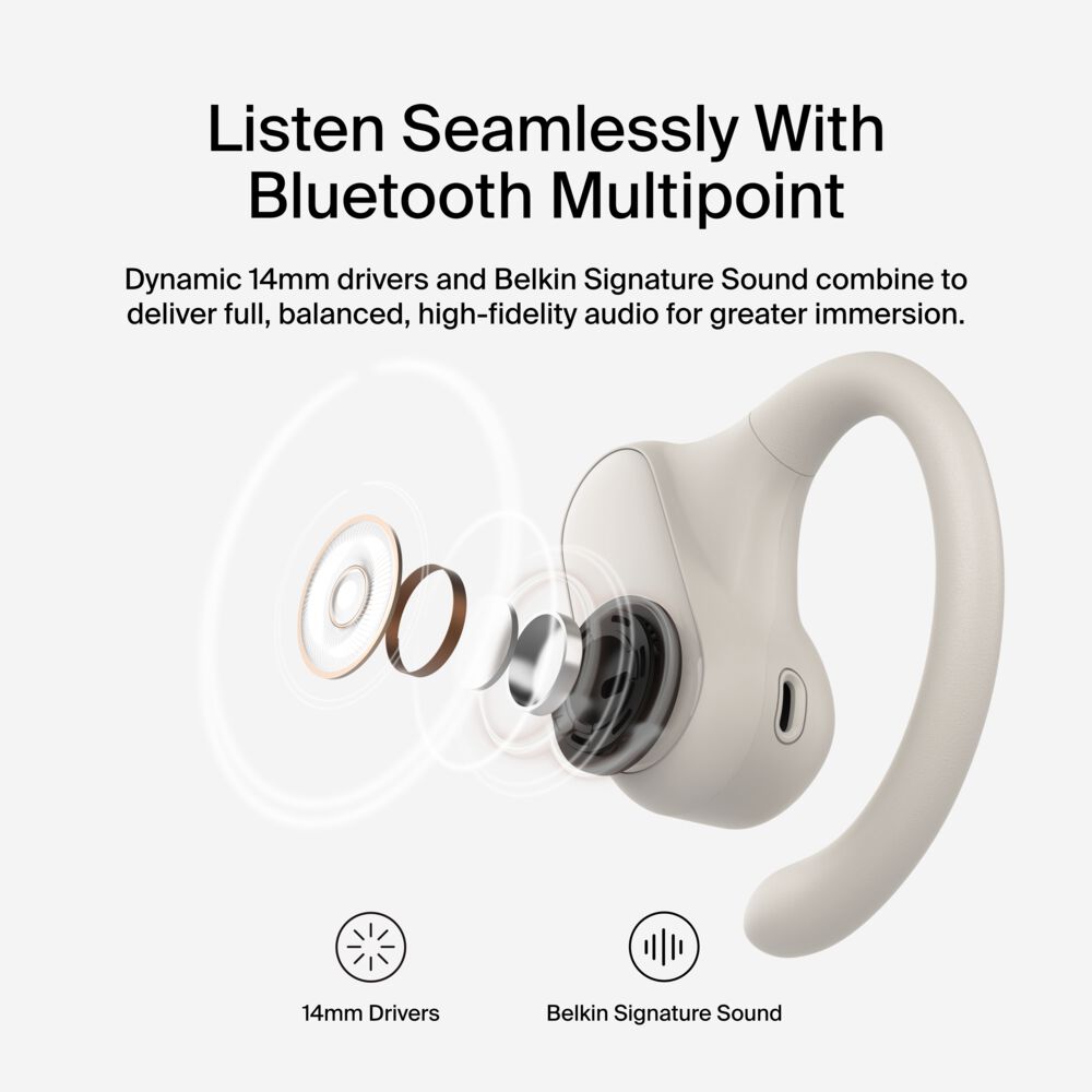 Belkin Open-Ear Wireless Earbuds - Sand - Image 12