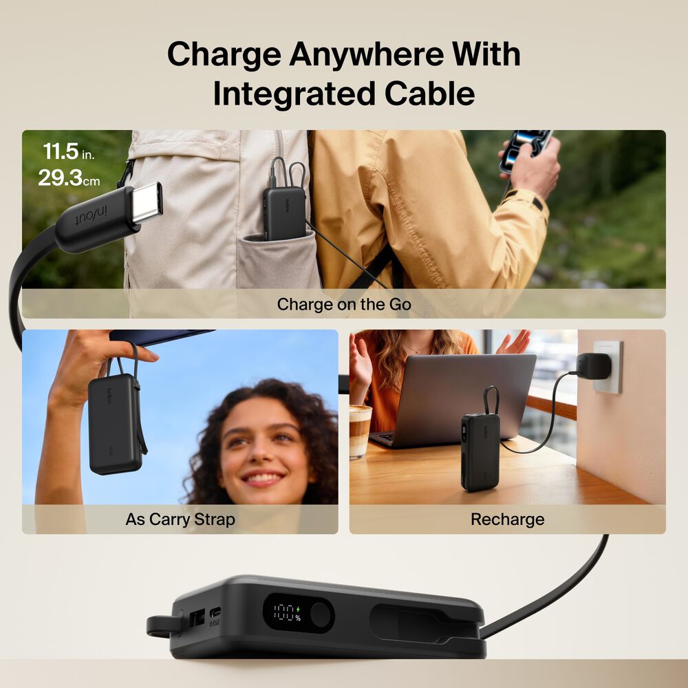 Belkin Power Bank 10K with Integrated Cable and Display - Black, 10K, 11.5in cable - Image 6