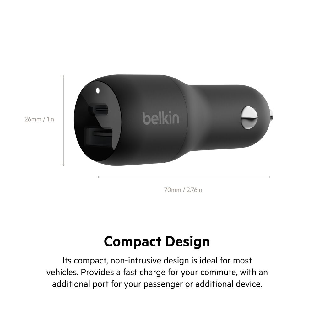 Belkin Dual Car Charger with PPS 37W - Black - Image 3