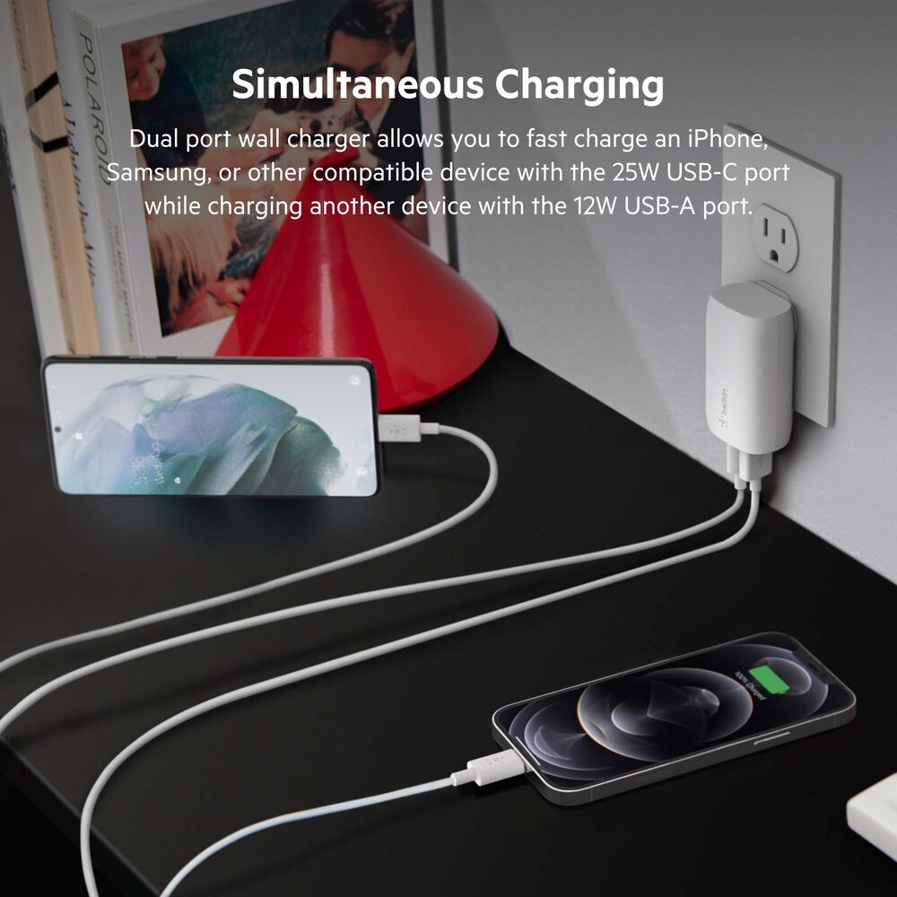 Belkin Dual Wall Charger with PPS 37W - White, dq - Image 3