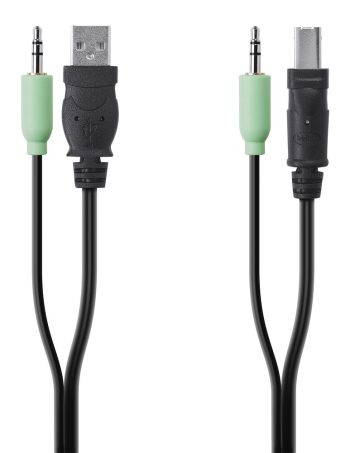Belkin TAA USB/AUD SKVM CBL, USB A/B, 3.5mm AUDIO, 6' - Black, 6.0 feet