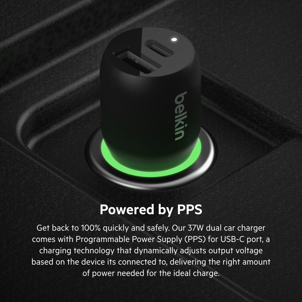 Belkin Dual Car Charger with PPS 37W - Black - Image 4