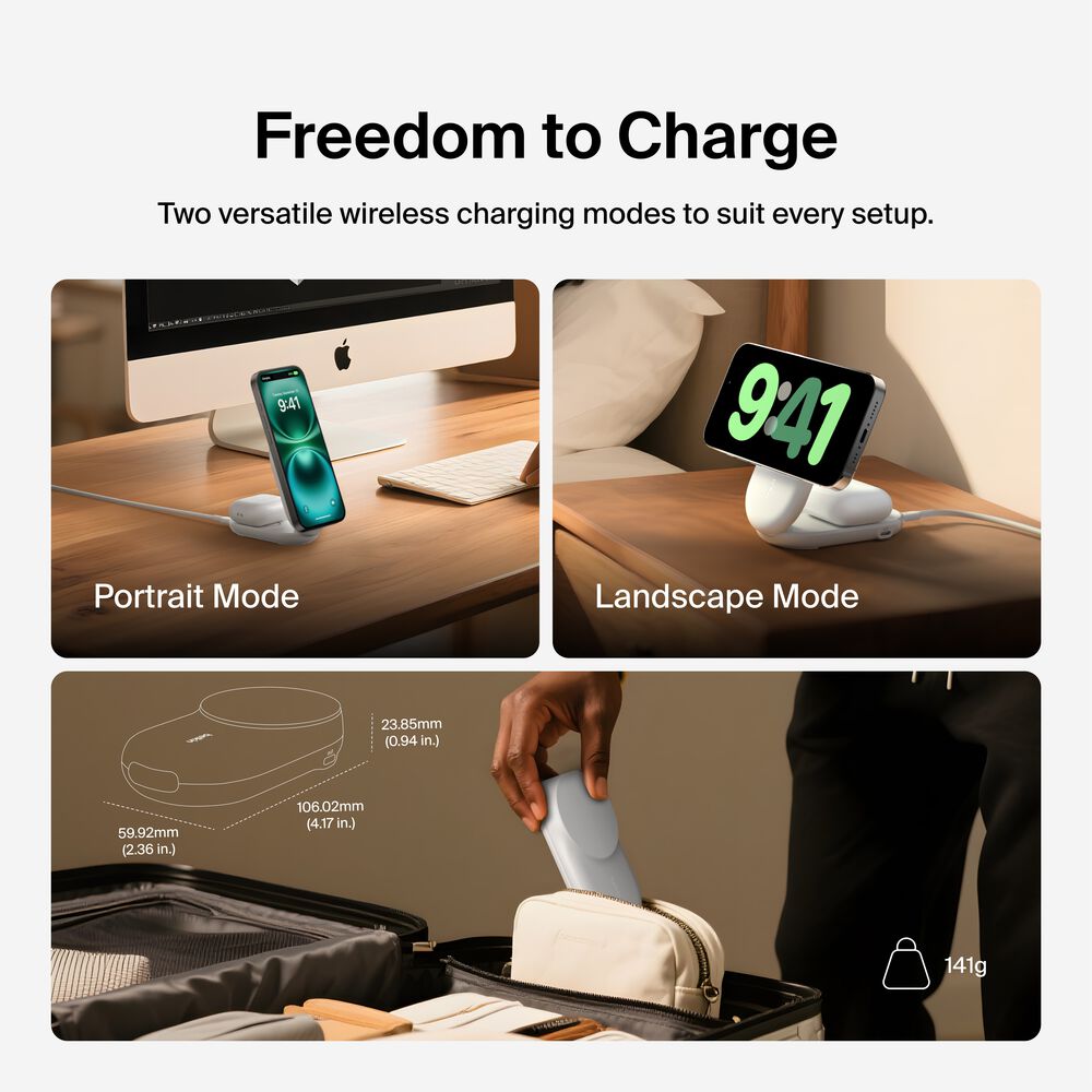 Belkin 2-in-1 Foldable Magnetic Charger with Qi2 25W - Image 5