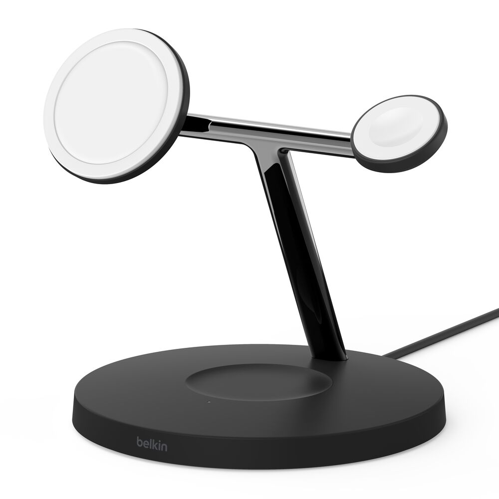 Belkin 3-in-1 Wireless Charger with MagSafe 15W (Certified Refurbished) - Black - Image 3