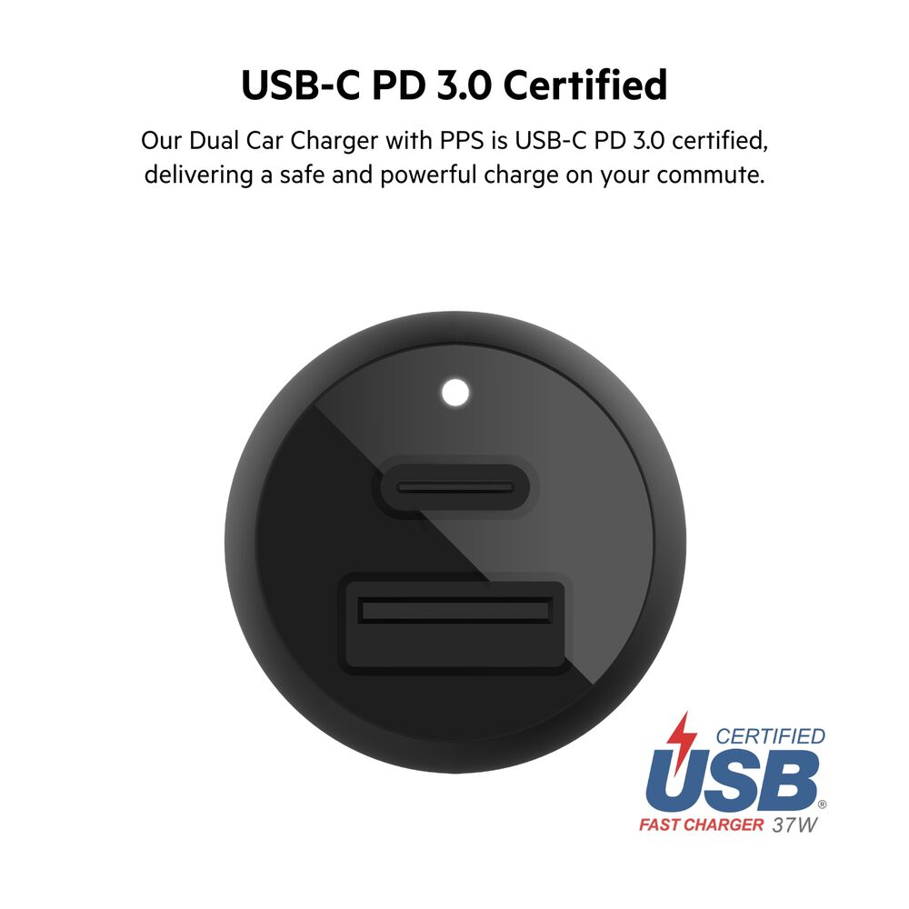 Belkin Dual Car Charger with PPS 37W - Black - Image 6
