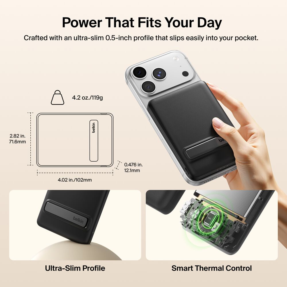 Belkin Slim Magnetic Power Bank 5K with Qi2 - Image 2