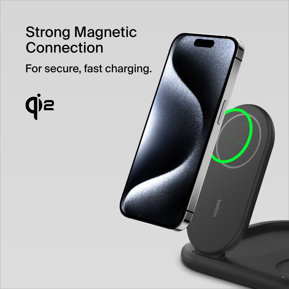Belkin 3-in-1 Magnetic Foldable Wireless Charger with Qi2 15W - Black, tt variant - Image 4